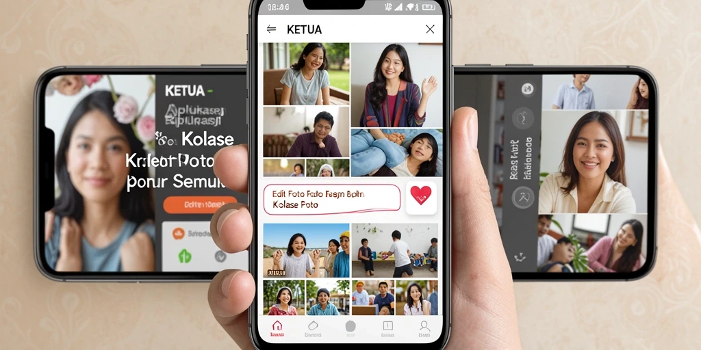 Tampilan antarmuka KETUA yang intuitif untuk membuat kolase foto.