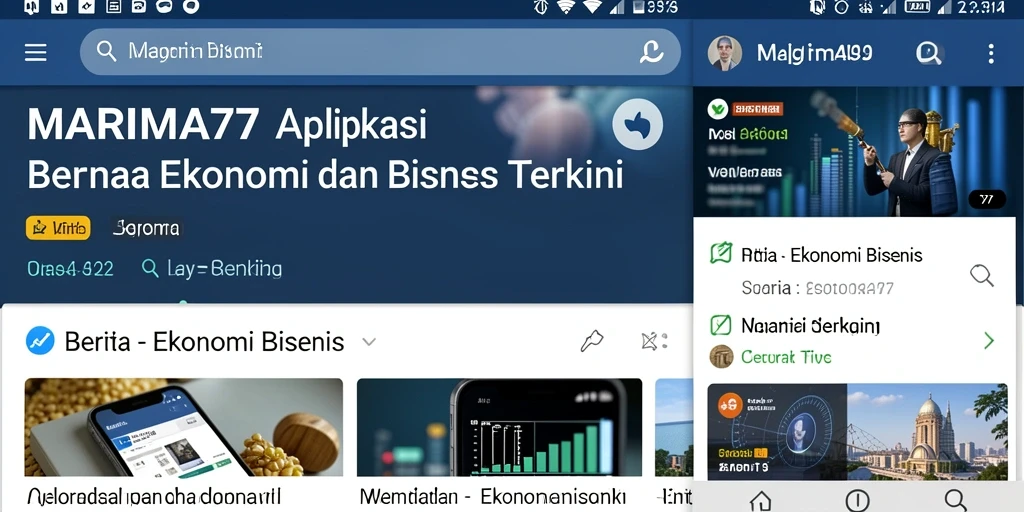 Tampilan antarmuka aplikasi MARIMA77 menampilkan berita ekonomi terkini.
