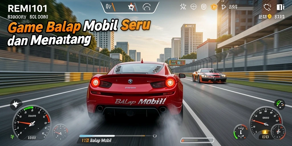 Tampilan antarmuka permainan Balap Mobil yang menarik dan interaktif.