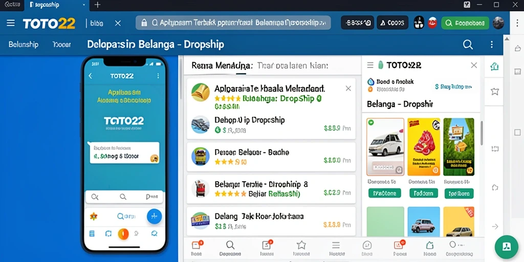 Screenshot aplikasi TOTO22 yang menampilkan antarmuka pengguna untuk berbelanja dropship.