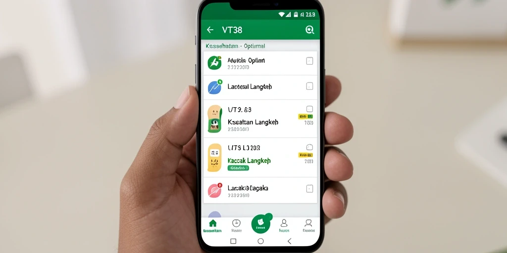 Antarmuka utama VT38 dengan fitur Lacak Langkah yang interaktif.